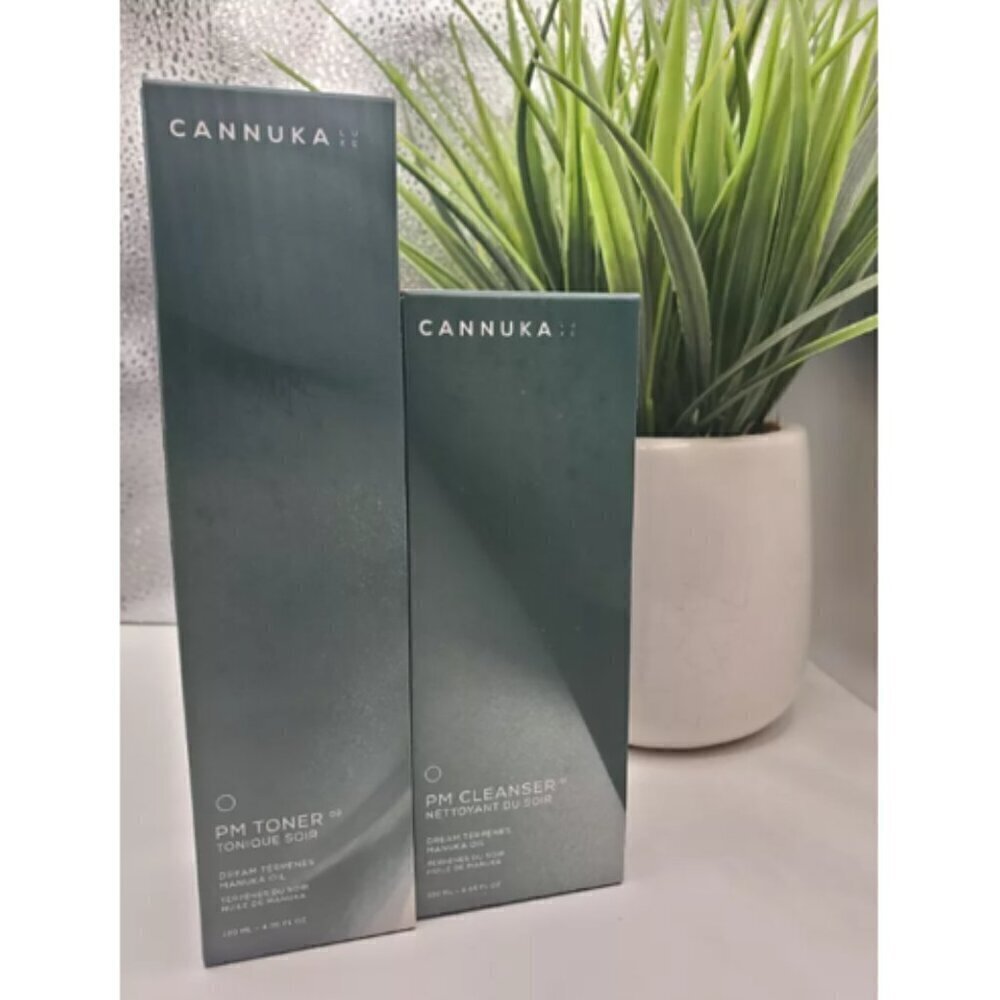 Cannuka Cannaluxe Manuka Honey NIGHT TIME SET 4oz PM Cleanser & PM Toner RT$96